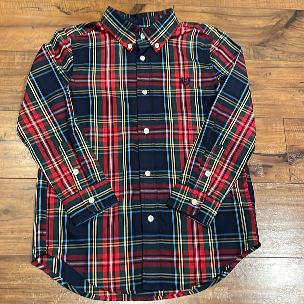 Boys' plaid button down dress shirt